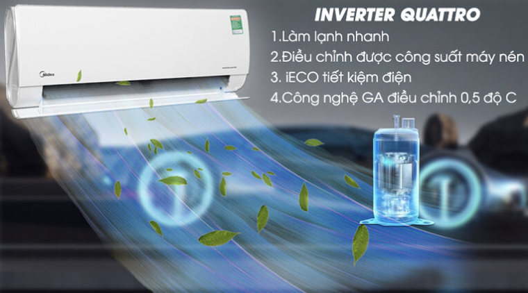 3. Sở hữu công nghệ Inverter Quattro hiện đại giúp vận hành êm ái, tiết kiệm điện năng hiệu quả 