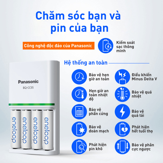 Bộ sạc pin Panasonic Eneloop KK