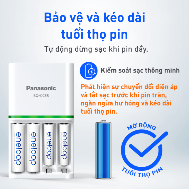 Bộ sạc pin Panasonic Eneloop KK